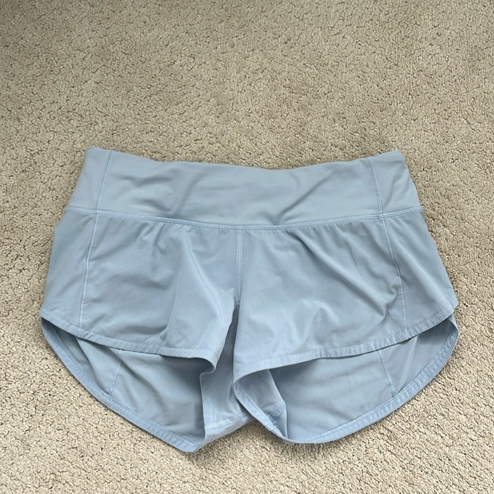 lululemon light blue speed up shorts